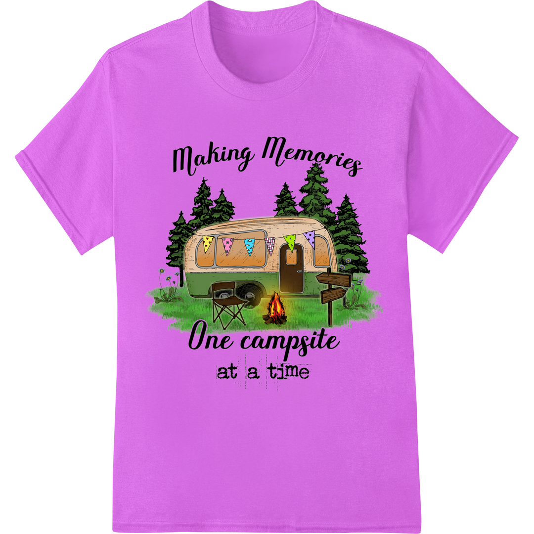 Making Memories Campsite DTF Print Heat Transfer on purple shirt - SUPERDTF-DTF Prints-DTF Transfers-Custom DTF Prints