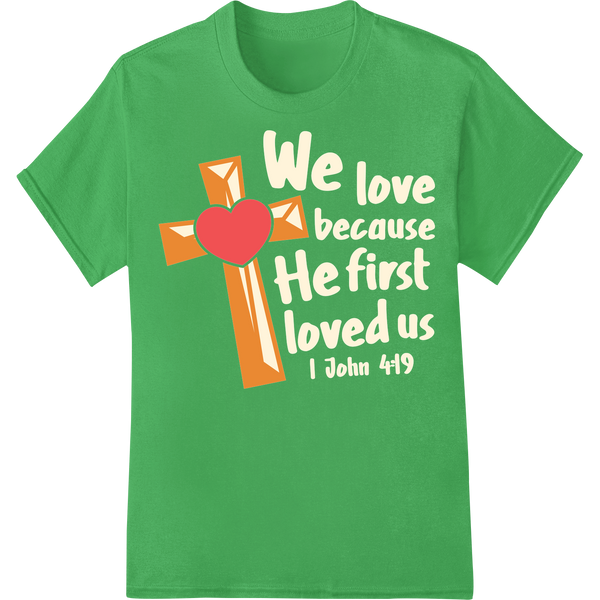 Rustic Faith: Western Cross & Heart DTF Valentine Print on green shirt - SUPERDTF-DTF Prints-DTF Transfers-Custom DTF Prints