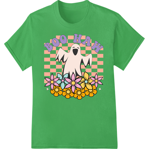 Adorable Ghost Boo Haw Halloween DTF Print Heat Transfer featuring professional direct to film printing