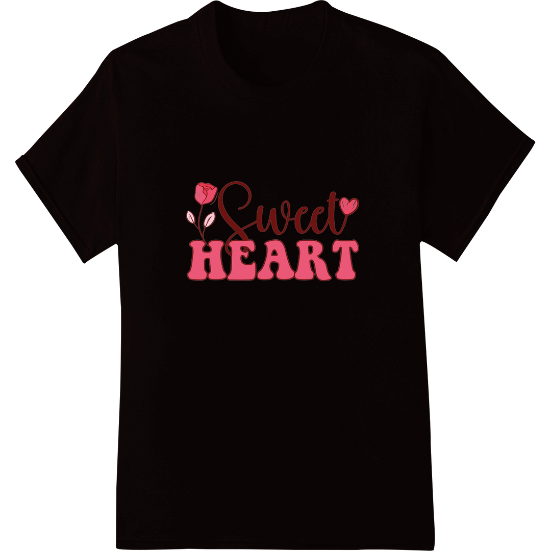 Adorable 'Sweet HEART' DTF Print for Valentine's Day Gifts on black shirt - SUPERDTF-DTF Prints-DTF Transfers-Custom DTF Prints