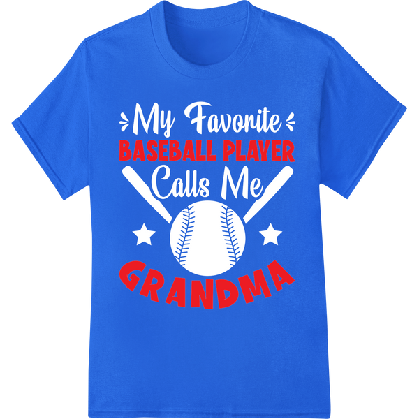 Bold 'BASEBALL PLAYER GRANDMA' DTF Print Heat Transfer on blue shirt - SUPERDTF-DTF Prints-DTF Transfers-Custom DTF Prints