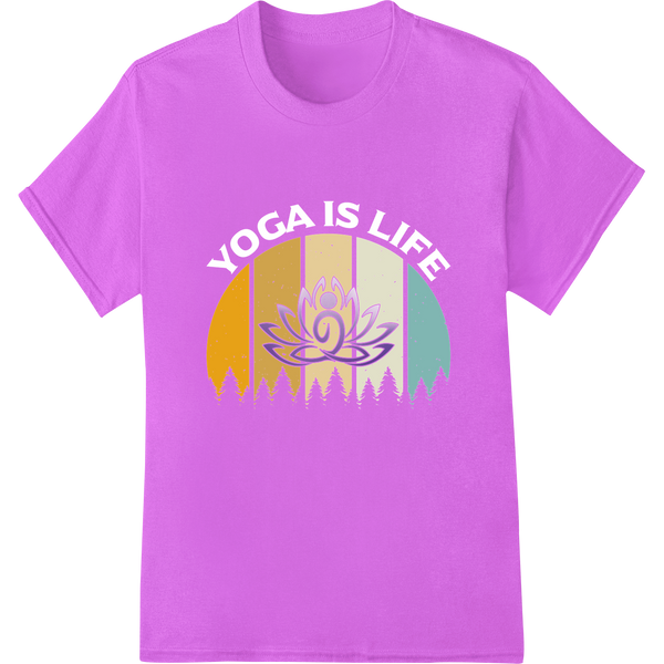 Serene Lotus Flower Yoga Print | Spiritual DTF Heat Transfer on purple shirt - SUPERDTF-DTF Prints-DTF Transfers-Custom DTF Prints