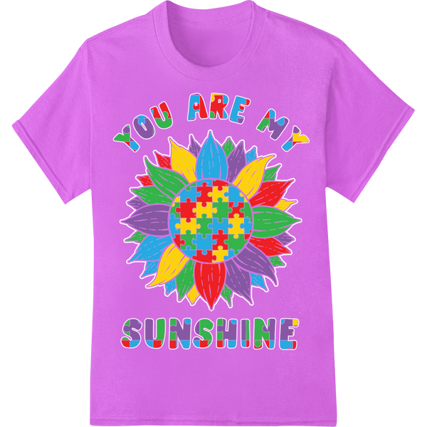 Autism Awareness Rainbow Sunflower | You Are My Sunshine on purple shirt - SUPERDTF-DTF Prints-DTF Transfers-Custom DTF Prints