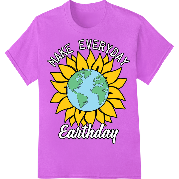 Vibrant Earth Day Sunflower DTF Print Heat Transfer on purple shirt - SUPERDTF-DTF Prints-DTF Transfers-Custom DTF Prints