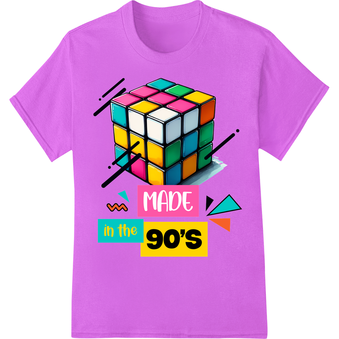 Retro '90s Rubik's Cube Inspired DTF Print Heat Transfer on purple shirt - SUPERDTF-DTF Prints-DTF Transfers-Custom DTF Prints