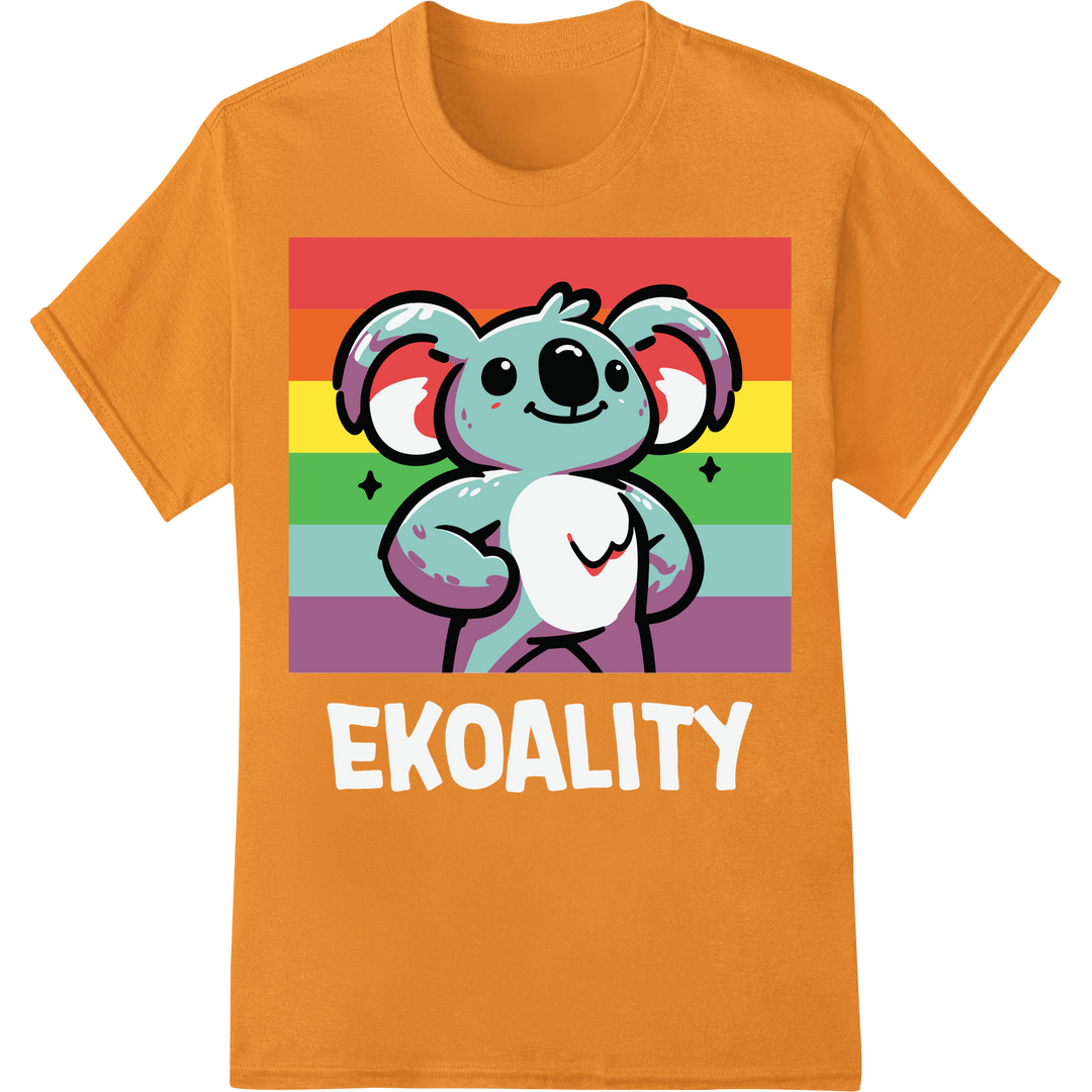 Adorable LGBT Rainbow Koala DTF Print Heat Transfer on orange shirt - SUPERDTF-DTF Prints-DTF Transfers-Custom DTF Prints