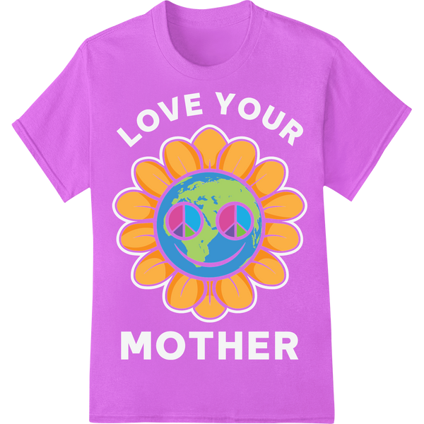 Smiling Earth Flower DTF Print for Earth Day Style on purple shirt - SUPERDTF-DTF Prints-DTF Transfers-Custom DTF Prints