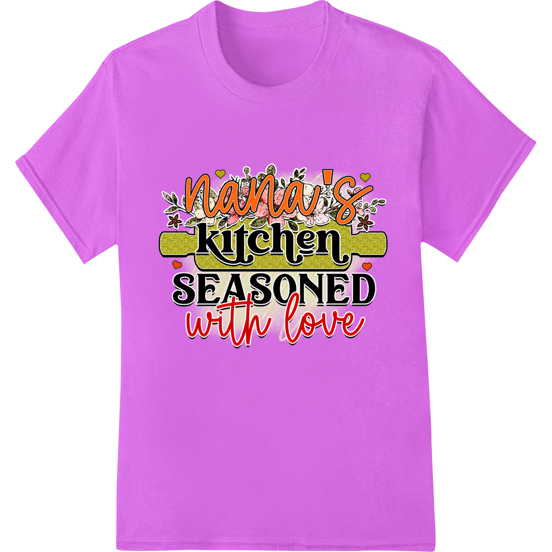 Nana's Kitchen Seasoned with Love DTF Print Heat Transfer on purple shirt - SUPERDTF-DTF Prints-DTF Transfers-Custom DTF Prints