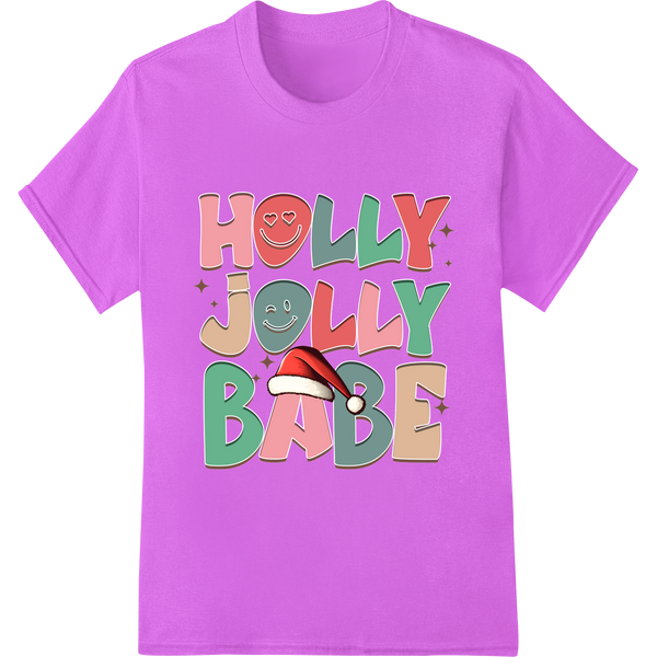 Festive 'Holly Jolly Bad' Christmas Typography DTF Print on purple shirt - SUPERDTF-DTF Prints-DTF Transfers-Custom DTF Prints