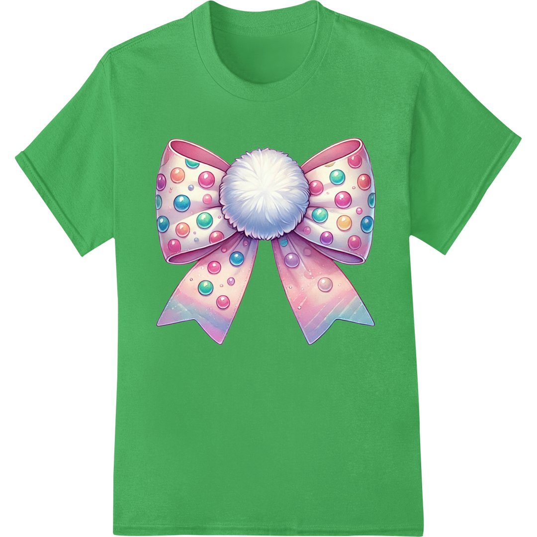 Whimsical Easter Bow DTF Print Heat Transfer | Festive Fun on green shirt - SUPERDTF-DTF Prints-DTF Transfers-Custom DTF Prints