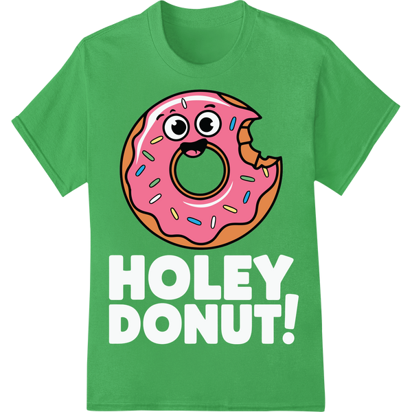 Adorable Cartoon Donut Character - Fun DTF Transfer Print on green shirt - SUPERDTF-DTF Prints-DTF Transfers-Custom DTF Prints