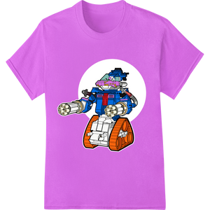 Vibrant Cartoon Robot Tank DTF Print Heat Transfer featuring professional DTF print shop