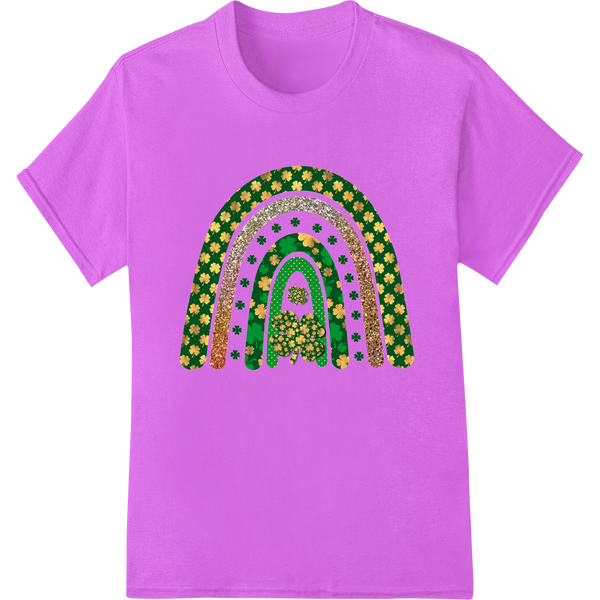 A vibrant rainbow shamrock design perfect for DTF printing on St. Patrick's Day t-shirts and apparel.