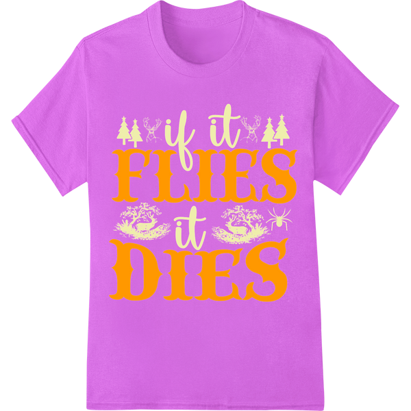 Rugged Hunting Tee: If It Flies, It Dies | Outdoor DTF Print on purple shirt - SUPERDTF-DTF Prints-DTF Transfers-Custom DTF Prints