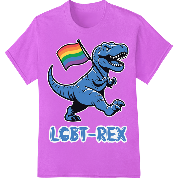 Fierce LGBT-REX: Roar with Pride! DTF Print Heat Transfer on purple shirt - SUPERDTF-DTF Prints-DTF Transfers-Custom DTF Prints