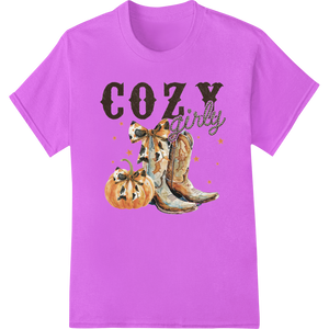 Personalized DTF print shop design for Cozy Curly Boots: Charming Autumn DTF Print Heat Transfer