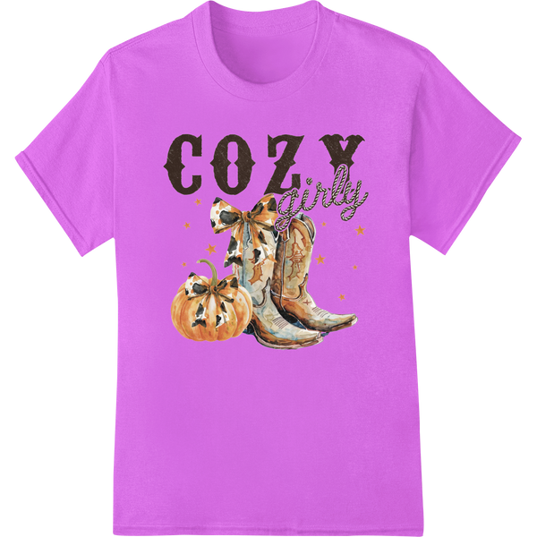 Personalized DTF print shop design for Cozy Curly Boots: Charming Autumn DTF Print Heat Transfer