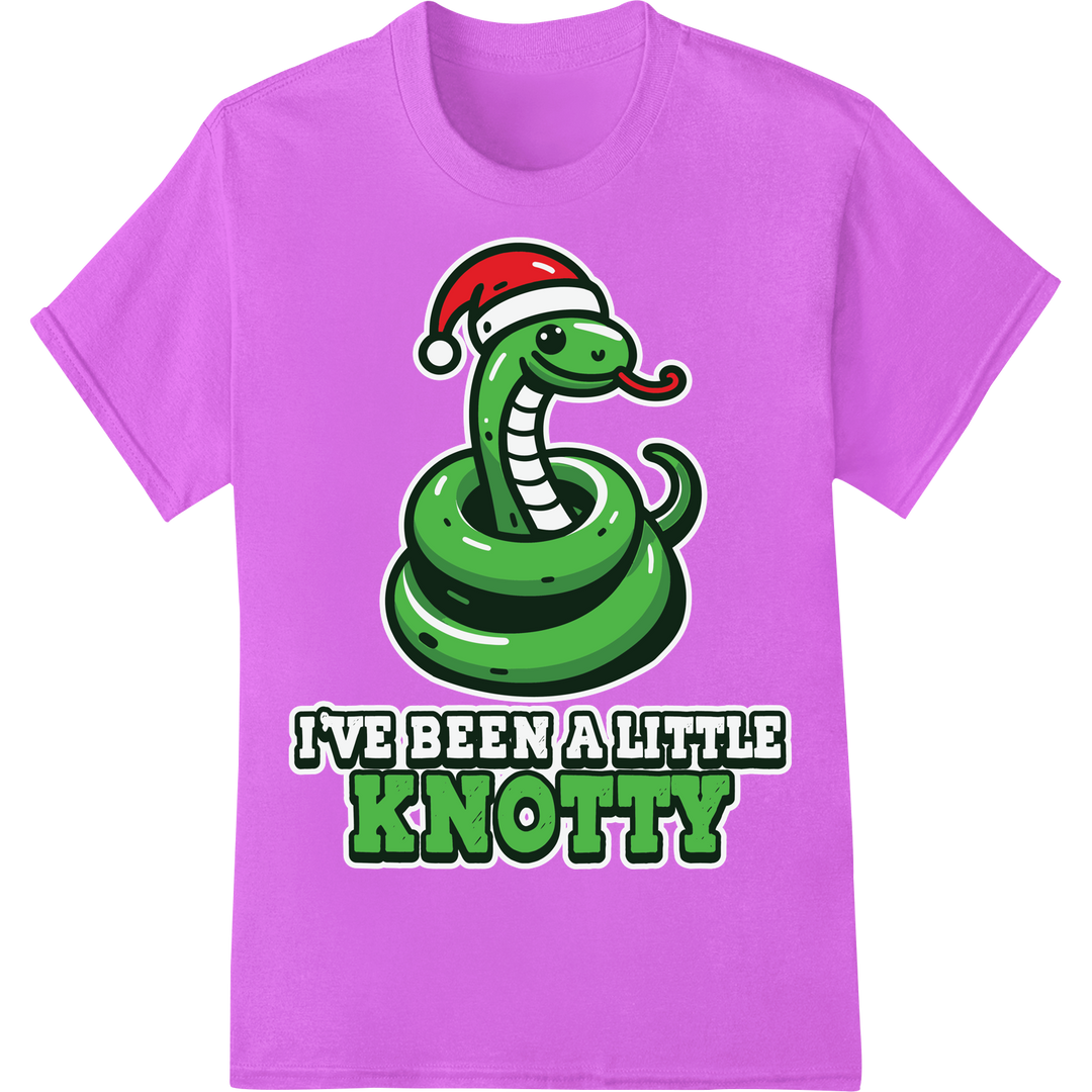 Playful 'Knotty Snake' Christmas DTF Print Heat Transfer on purple shirt - SUPERDTF-DTF Prints-DTF Transfers-Custom DTF Prints