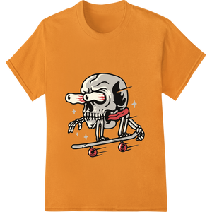 Skull Skateboarder: Edgy Halloween DTF Print by Super DTF with custom garment printing artwork