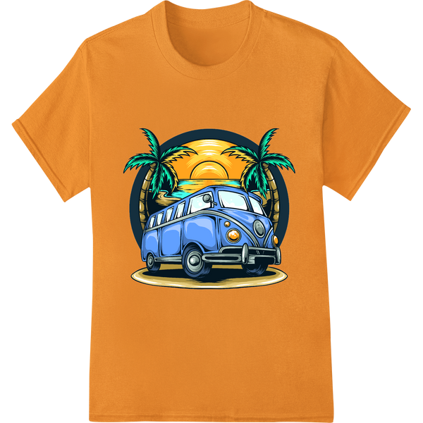 Custom vibrant DTF prints design - Vintage Summer Van: Retro Beach Vibes DTF Print Transfer