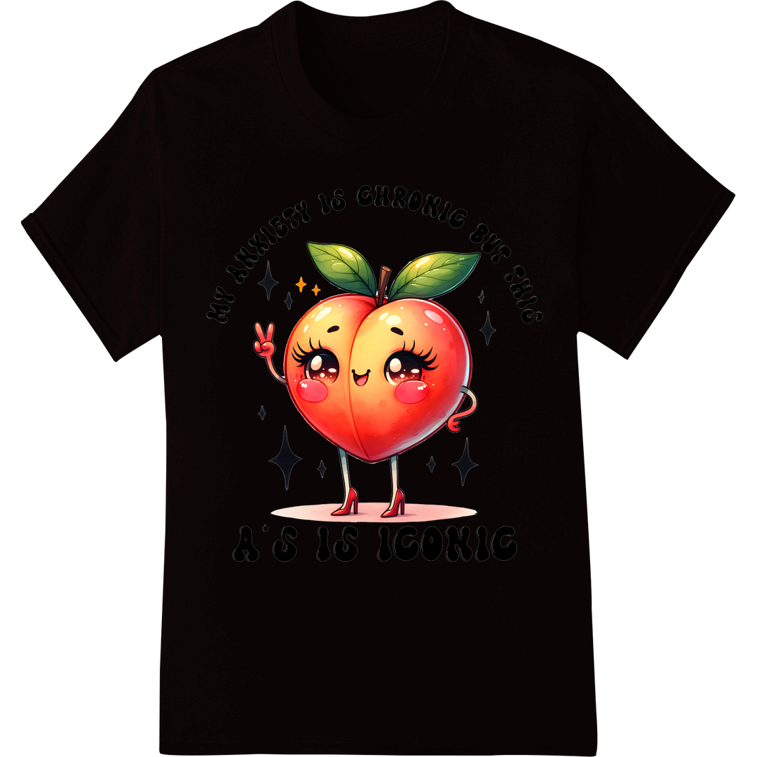 Cheeky Peach Mental Health Humor DTF Print Heat Transfer on black shirt - SUPERDTF-DTF Prints-DTF Transfers-Custom DTF Prints