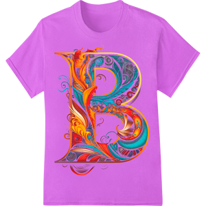 Vibrant custom t-shirts print on Ornate Paisley Letter B - Colorful Decorative DTF Print