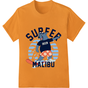 Vibrant print on demand print on Surf's Up with Hippo: Malibu Cool Heat Transfer Design