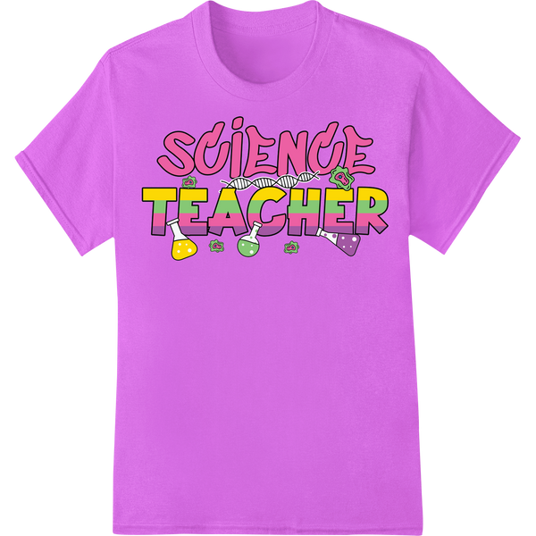 Vibrant Science Teacher DTF Print Heat Transfer | Education on purple shirt - SUPERDTF-DTF Prints-DTF Transfers-Custom DTF Prints