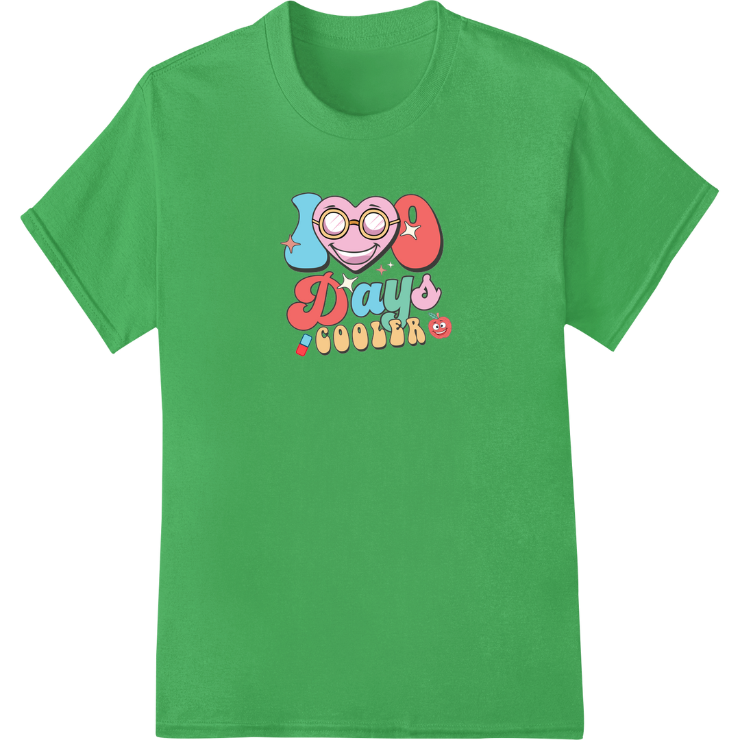 Embrace the Cool: 100 Days of Stylish Learning on green shirt - SUPERDTF-DTF Prints-DTF Transfers-Custom DTF Prints