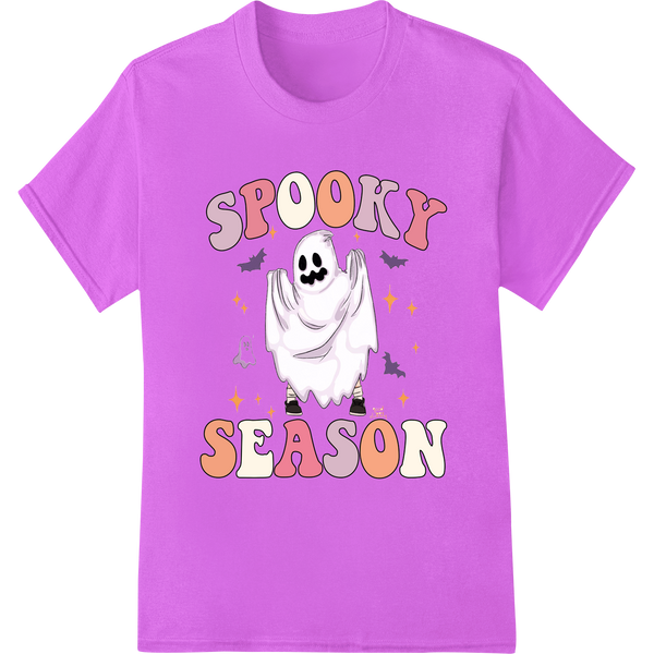 Adorable 'Spooky Season' Ghost - Cute Halloween Design on purple shirt - SUPERDTF-DTF Prints-DTF Transfers-Custom DTF Prints