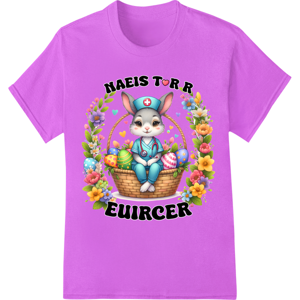 Adorable Bunny Nurse Easter DTF Print Heat Transfer on purple shirt - SUPERDTF-DTF Prints-DTF Transfers-Custom DTF Prints