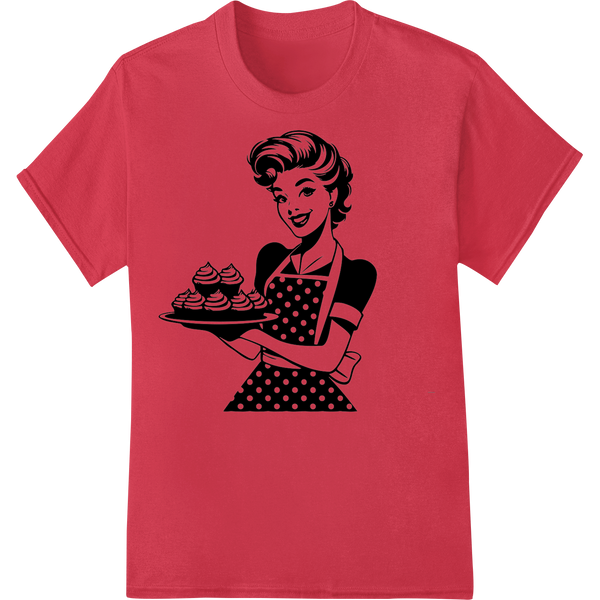 Retro Baking Beauty Mother's Day Print Heat Transfer on red shirt - SUPERDTF-DTF Prints-DTF Transfers-Custom DTF Prints