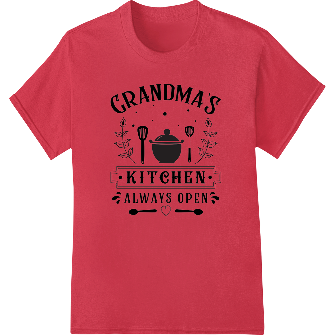 Heartwarming Grandma's Kitchen DTF Print Heat Transfer on red shirt - SUPERDTF-DTF Prints-DTF Transfers-Custom DTF Prints