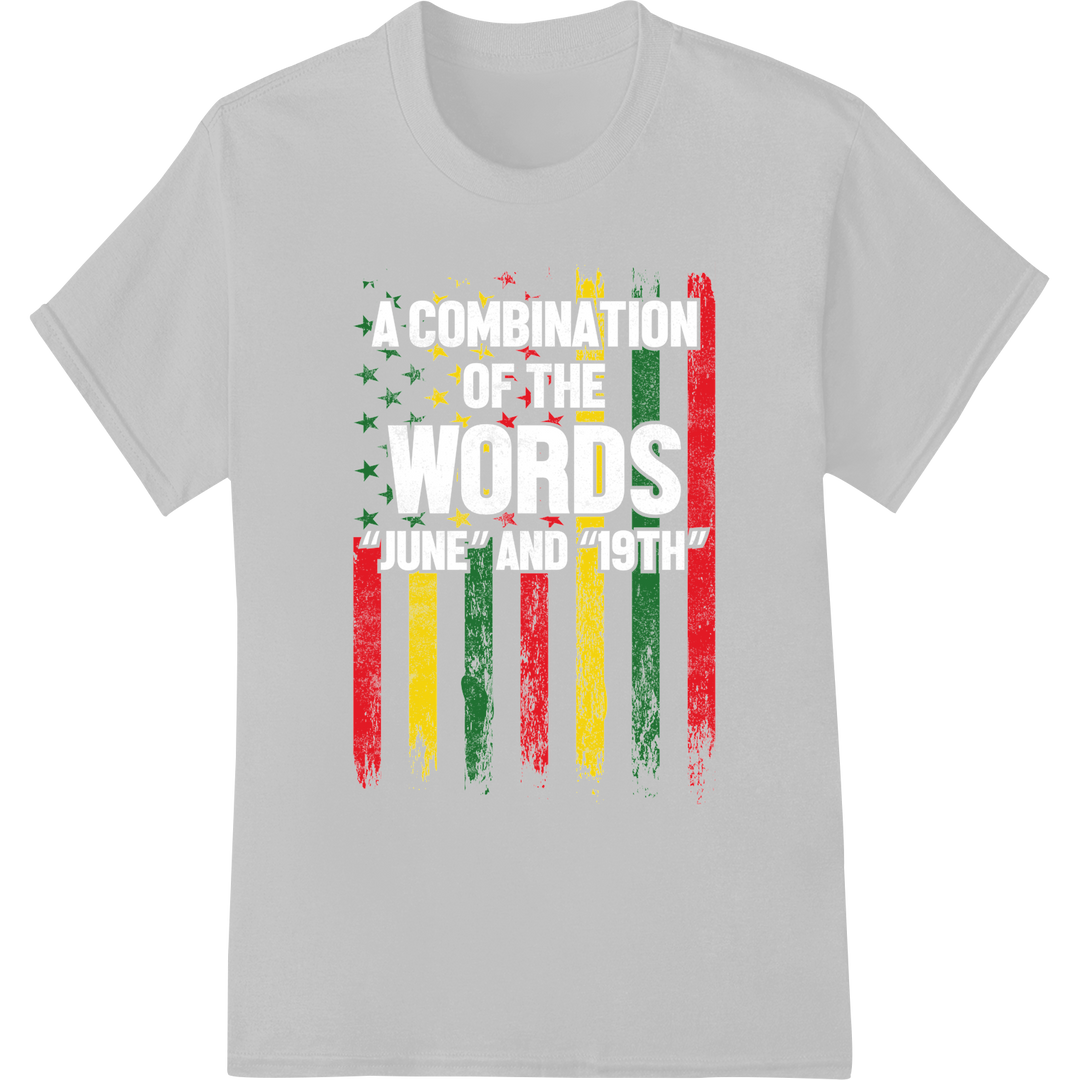 Vibrant Juneteenth Flag DTF Print | Bold Brush Stroke Design on white shirt - SUPERDTF-DTF Prints-DTF Transfers-Custom DTF Prints