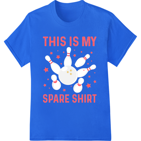 Witty 'Spare Shirt' Bowling DTF Print Heat Transfer Design on blue shirt - SUPERDTF-DTF Prints-DTF Transfers-Custom DTF Prints