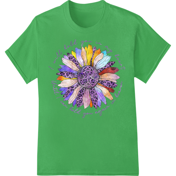 Alzheimer's Awareness Floral Heart DTF Print Heat Transfer on green shirt - SUPERDTF-DTF Prints-DTF Transfers-Custom DTF Prints