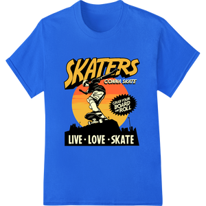 Durable custom DTF designs applied to Roll in Style: SKATERS Comin Events DTF Print Heat Transfer