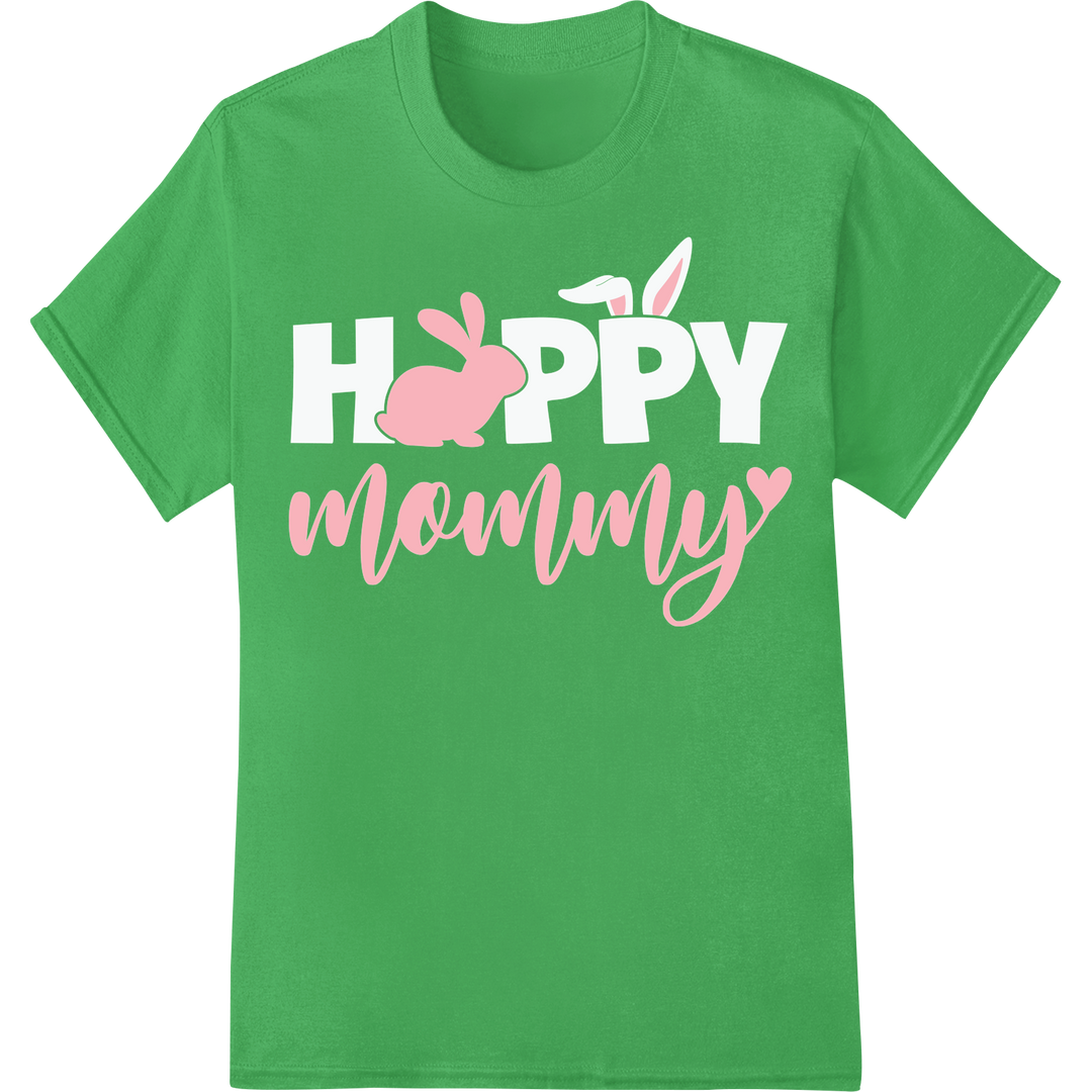 Adorable 'Mommy' Easter Bunny DTF Print Heat Transfer on green shirt - SUPERDTF-DTF Prints-DTF Transfers-Custom DTF Prints