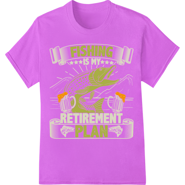 Fishing Is My Retirement Plan | Angler's Dream DTF Print on purple shirt - SUPERDTF-DTF Prints-DTF Transfers-Custom DTF Prints