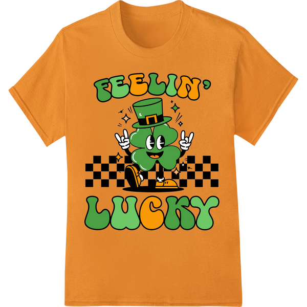 Feelin' Lucky St. Patrick's Day DTF Print Heat Transfer on orange shirt - SUPERDTF-DTF Prints-DTF Transfers-Custom DTF Prints