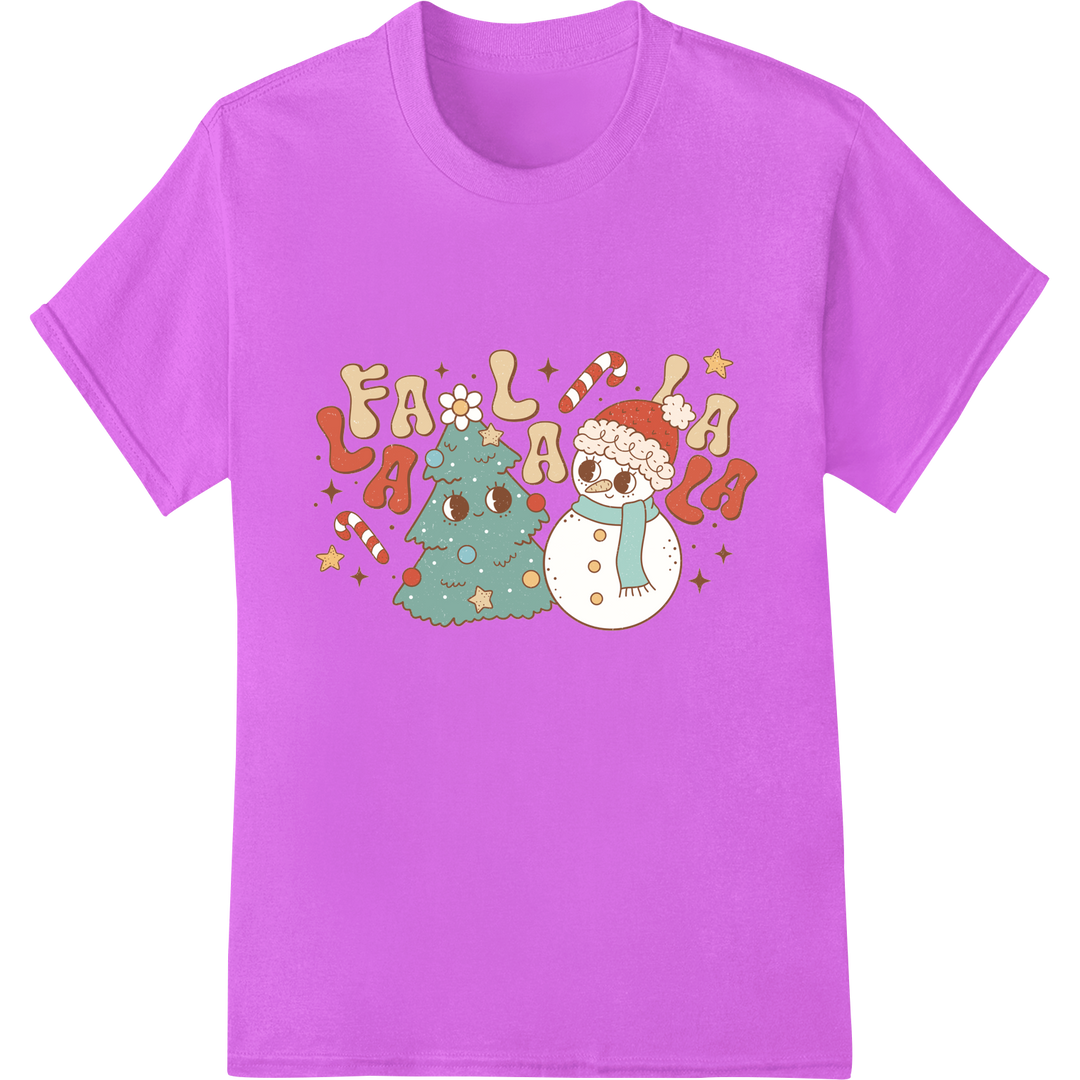 Retro Christmas Snowman | Nostalgic Holiday DTF Print on purple shirt - SUPERDTF-DTF Prints-DTF Transfers-Custom DTF Prints