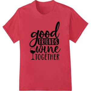 Durable DTF printing experts applied to Celebrate Friendship with 'Good Friends Wine Together'