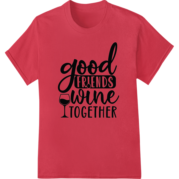 Durable DTF printing experts applied to Celebrate Friendship with 'Good Friends Wine Together'