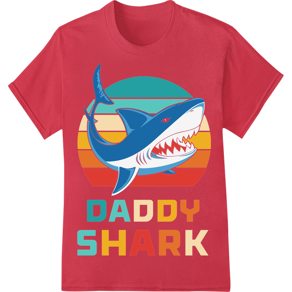 Playful 'Daddy Shark' DTF Print Heat Transfer for Father's Day on red shirt - SUPERDTF-DTF Prints-DTF Transfers-Custom DTF Prints