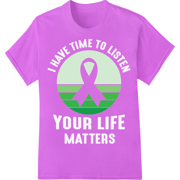 Support Mental Health: Green Ribbon DTF Print Transfer on purple shirt - SUPERDTF-DTF Prints-DTF Transfers-Custom DTF Prints