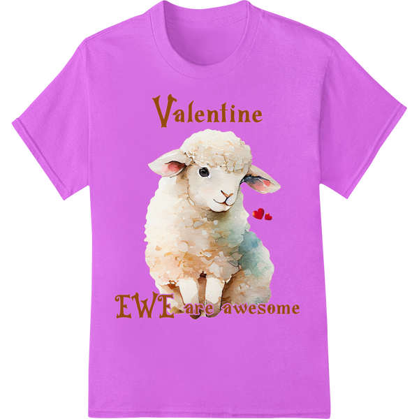 Valentine 'Ewe Are Awesome' Cute Sheep Pun DTF Heat Transfer on purple shirt - SUPERDTF-DTF Prints-DTF Transfers-Custom DTF Prints