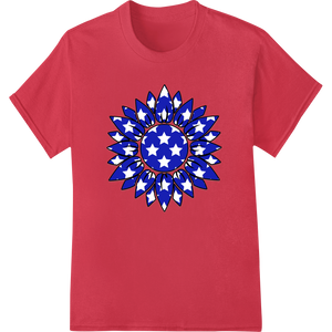 Innovative direct to film printing design on Radiant Blue Star Mandala: Patriotic Abstract Design