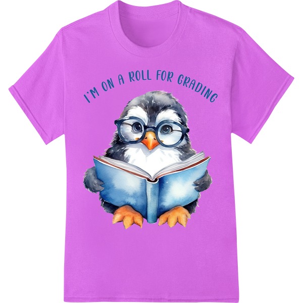 Wise Owl Teacher's 'I'm on a Roll for Grading' Funny DTF Print on purple shirt - SUPERDTF-DTF Prints-DTF Transfers-Custom DTF Prints