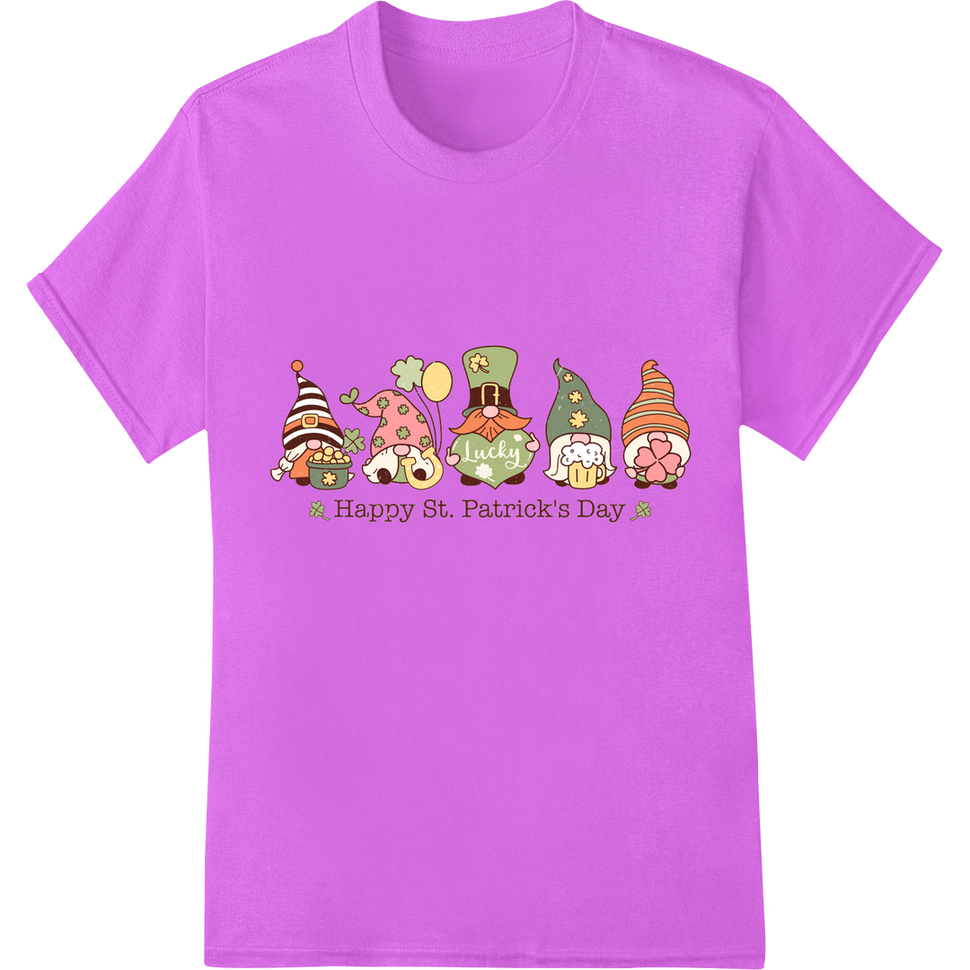 Retro Gnomes Celebrate St. Patrick's Day | DTF Print on purple shirt - SUPERDTF-DTF Prints-DTF Transfers-Custom DTF Prints