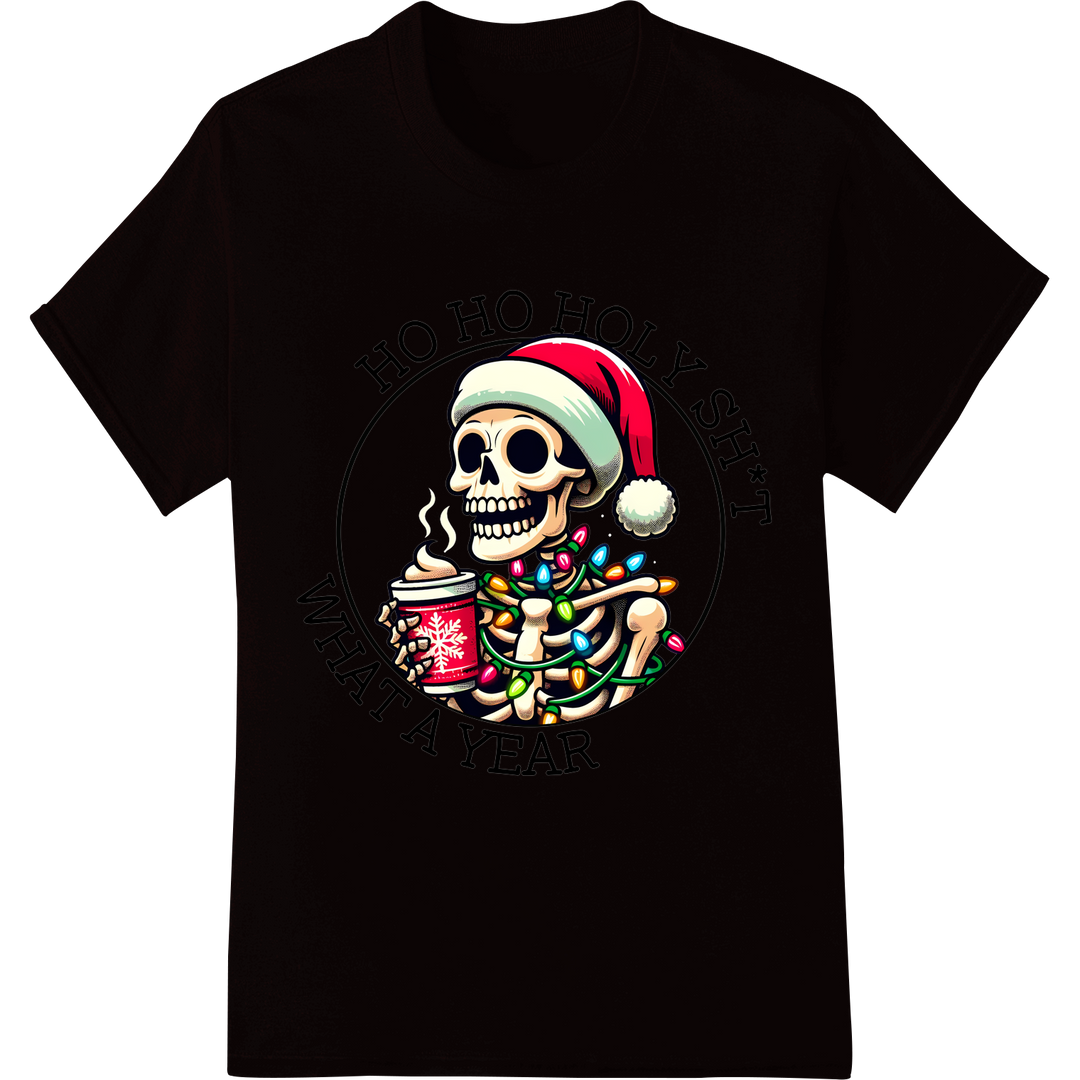 Edgy Christmas Skeleton DTF Print Heat Transfer | Super DTF on black shirt - SUPERDTF-DTF Prints-DTF Transfers-Custom DTF Prints